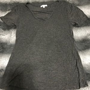 Grey Criss Cross Neck Top